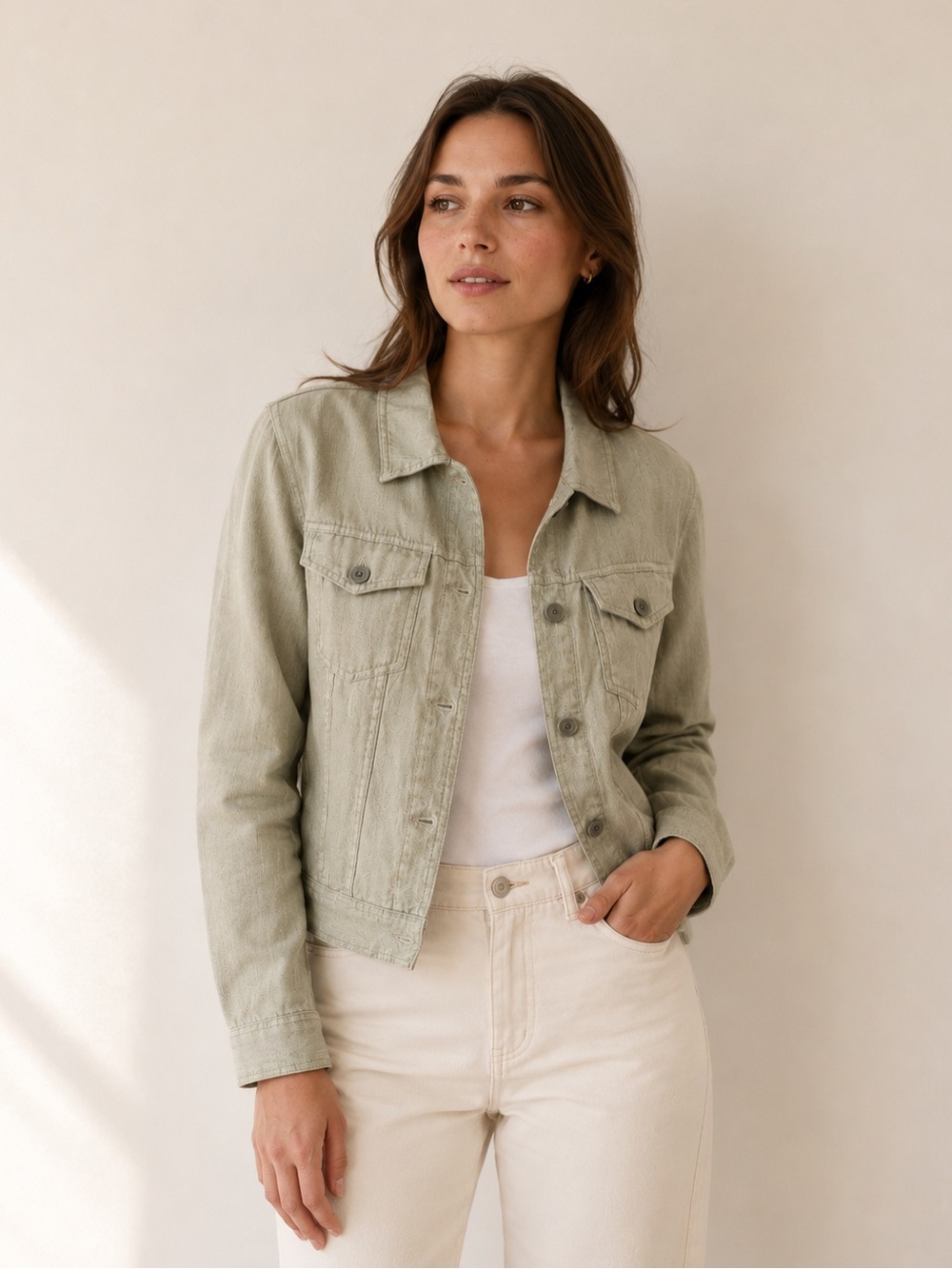 JONES NEW YORK Linen And Lyocell Blend Jean Jacket